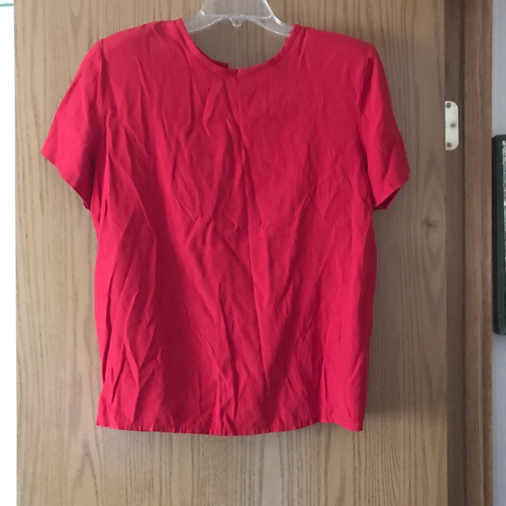 Red business casual blouse
